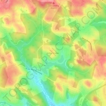 Mappa topografica Hi Roc Shores, altitudine, rilievo