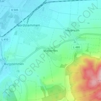 Mappa topografica Mahlerten, altitudine, rilievo