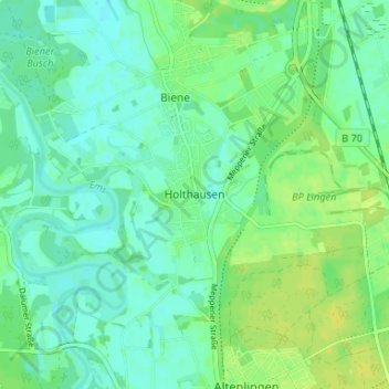 Mappa topografica Holthausen, altitudine, rilievo