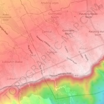 Mappa topografica Neogan, altitudine, rilievo