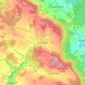 Mappa topografica Tannfeld, altitudine, rilievo