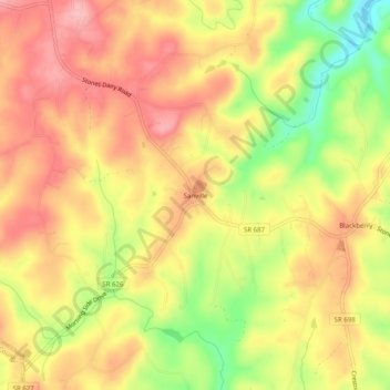 Mappa topografica Sanville, altitudine, rilievo