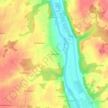 Mappa topografica Les Roussières, altitudine, rilievo
