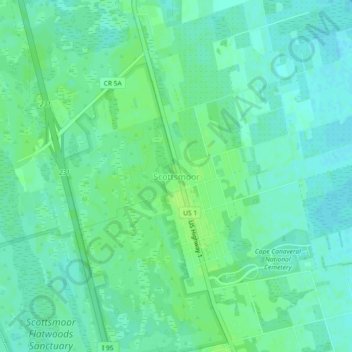 Mappa topografica Scottsmoor, altitudine, rilievo