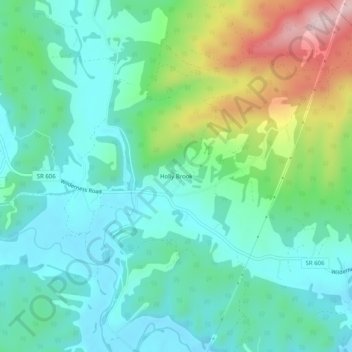 Mappa topografica Holly Brook, altitudine, rilievo