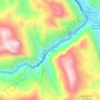 Mappa topografica Huachipa, altitudine, rilievo
