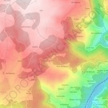 Mappa topografica Lamas, altitudine, rilievo