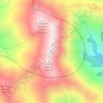 Mappa topografica Punta La Marmora, altitudine, rilievo