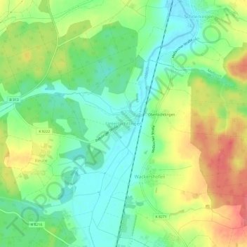 Mappa topografica Unterbichtlingen, altitudine, rilievo