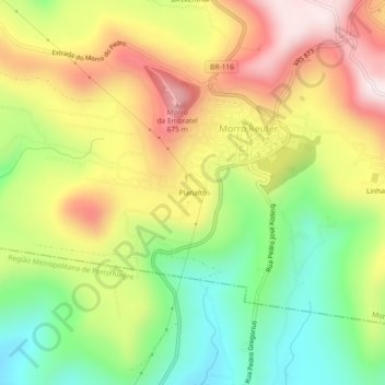 Mappa topografica Planalto, altitudine, rilievo
