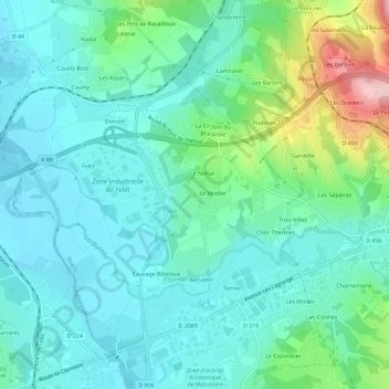 Mappa topografica Le Fau, altitudine, rilievo