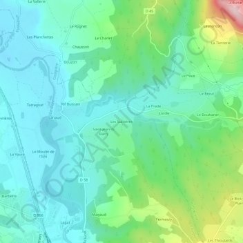 Mappa topografica Les Suchères, altitudine, rilievo