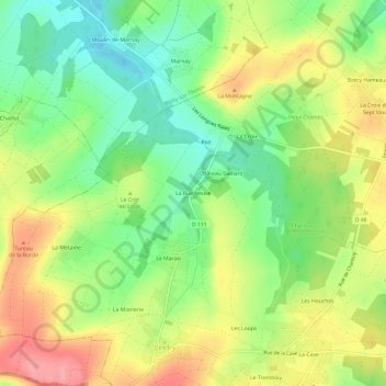 Mappa topografica La Rue Neuve, altitudine, rilievo