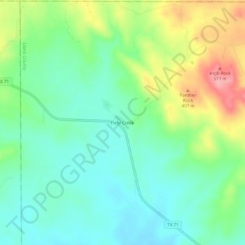 Mappa topografica Field Creek, altitudine, rilievo