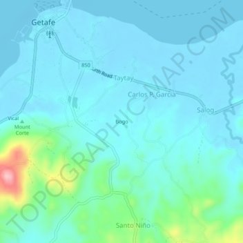Mappa topografica Bogo, altitudine, rilievo
