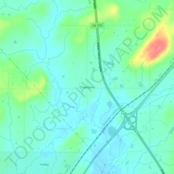 Mappa topografica Chambers, altitudine, rilievo