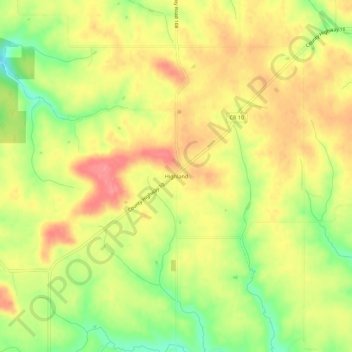 Mappa topografica Highland, altitudine, rilievo
