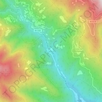 Mappa topografica el Rieral, altitudine, rilievo