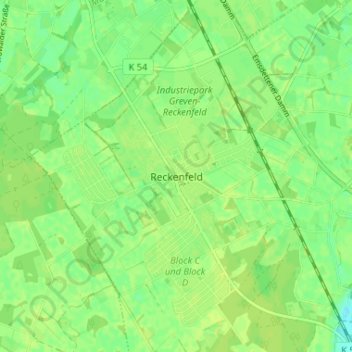 Mappa topografica Reckenfeld, altitudine, rilievo