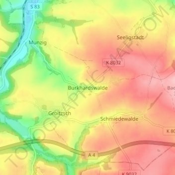 Mappa topografica Burkhardswalde, altitudine, rilievo