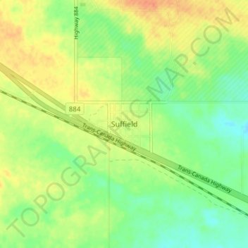 Mappa topografica Suffield, altitudine, rilievo