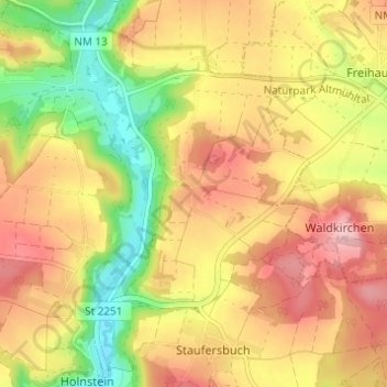 Mappa topografica Hermannsberg, altitudine, rilievo