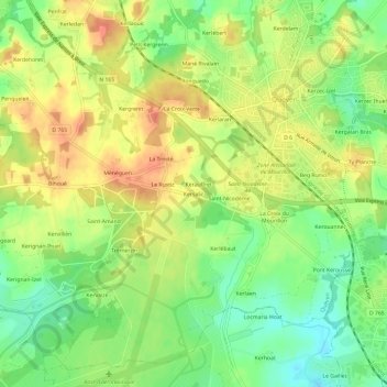 Mappa topografica Kersalic, altitudine, rilievo