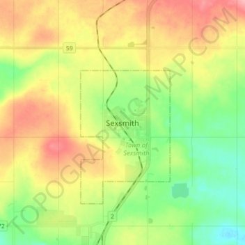 Mappa topografica Sexsmith, altitudine, rilievo