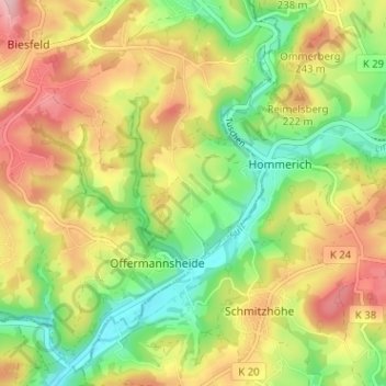 Mappa topografica Oeldorf, altitudine, rilievo