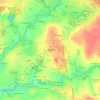 Mappa topografica Place du Sabotier, altitudine, rilievo