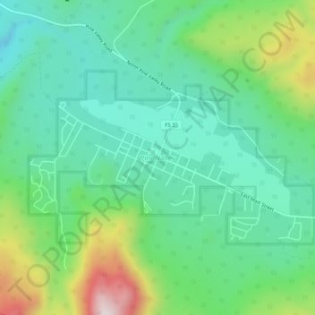 Mappa topografica Pine Valley, altitudine, rilievo