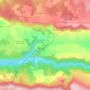 Mappa topografica Le Causse, altitudine, rilievo