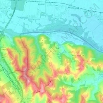 Mappa topografica Ceršak, altitudine, rilievo