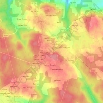 Mappa topografica Prat Fetan, altitudine, rilievo