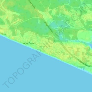 Mappa topografica Seacrest Beach, altitudine, rilievo