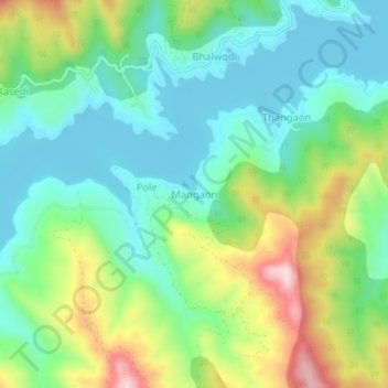 Mappa topografica Mangaon, altitudine, rilievo