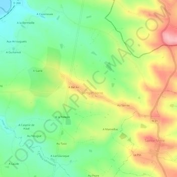 Mappa topografica A Lamothe, altitudine, rilievo