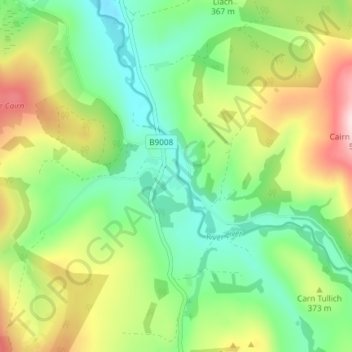 Mappa topografica Tomnavoulin, altitudine, rilievo