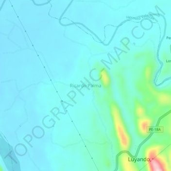 Mappa topografica Ricardo Palma, altitudine, rilievo