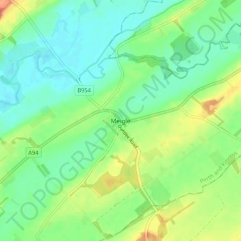 Mappa topografica Meigle, altitudine, rilievo