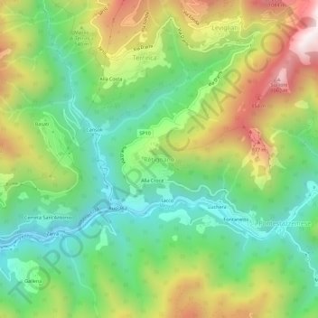 Mappa topografica Retignano, altitudine, rilievo