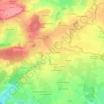 Mappa topografica Le Moulinet, altitudine, rilievo