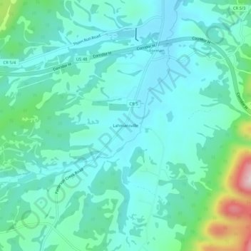 Mappa topografica Lahmansville, altitudine, rilievo