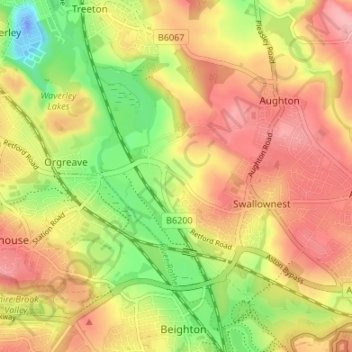 Mappa topografica Fence, altitudine, rilievo