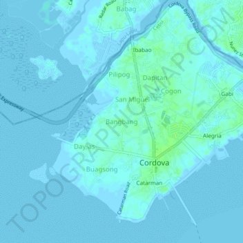Mappa topografica Bangbang, altitudine, rilievo