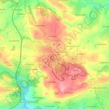 Mappa topografica Le Puy du Fou, altitudine, rilievo