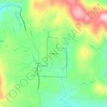 Mappa topografica Ponderosa, altitudine, rilievo