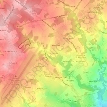 Mappa topografica Les Coutures, altitudine, rilievo