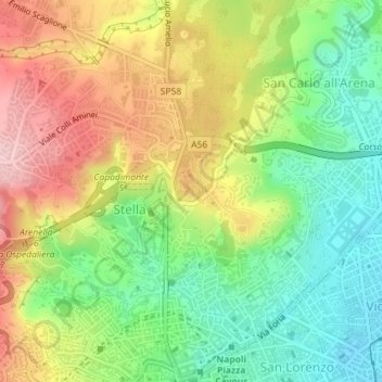 Mappa topografica Area 2, altitudine, rilievo