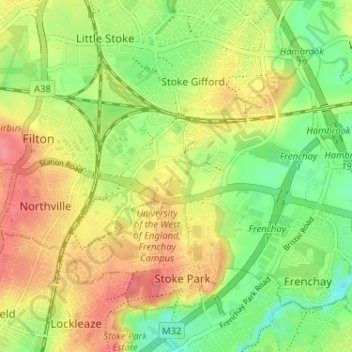 Mappa topografica Harry Stoke, altitudine, rilievo